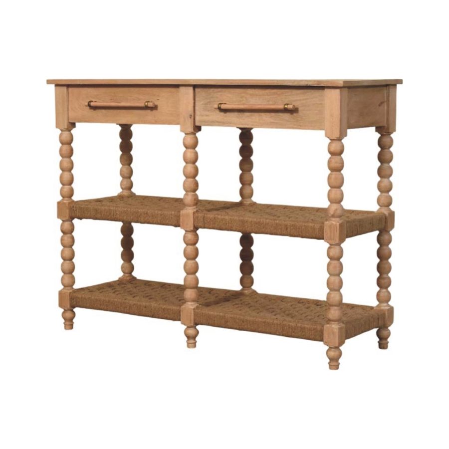 Savoy Bobbin Console with Jute Shelves - Image 3