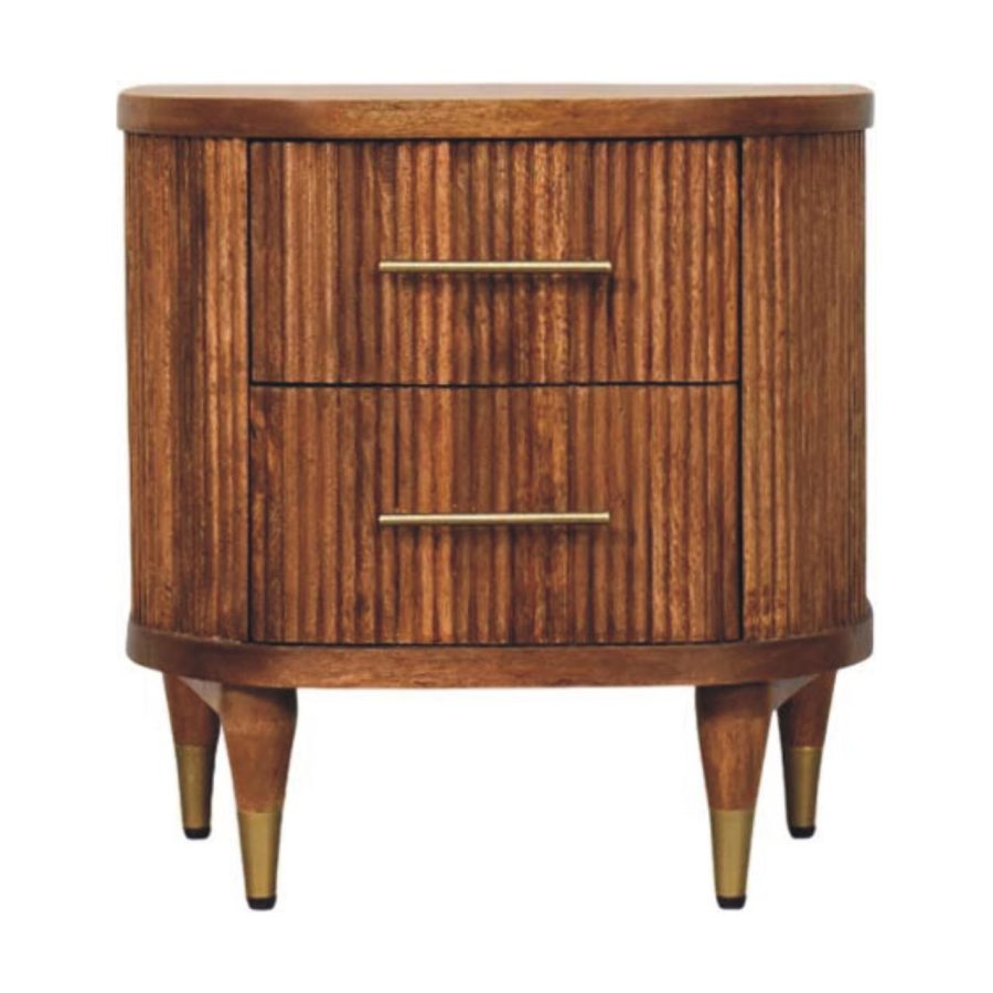 Ribbed Bedside with Brass Accents