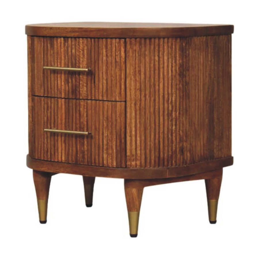 Ribbed Bedside with Brass Accents - Image 3