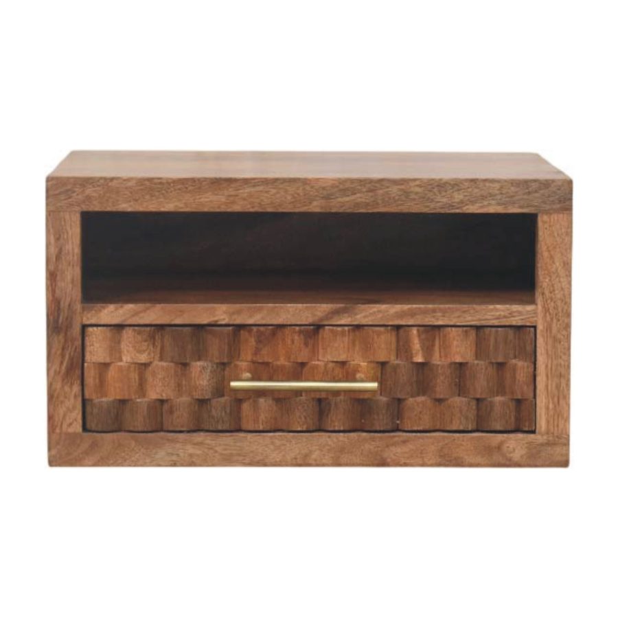 Arno Wall-Mounted Nightstand in Golden Teak