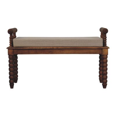 Amber Oak Mud Linen Bench