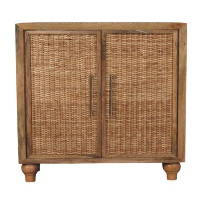 Rattan Oak 2-Door Cabinet