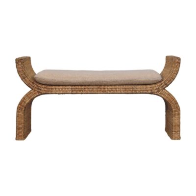 Rattan Weave Boucle Bench