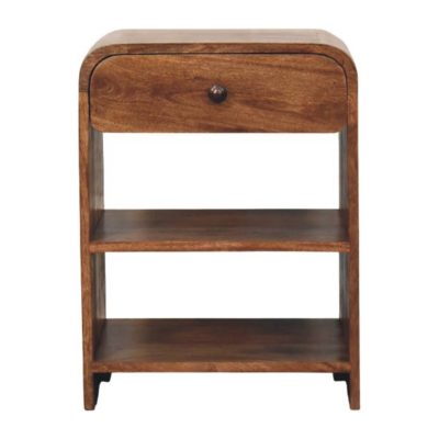 open shelf bedside with drawer