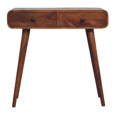 curved two drawer console table