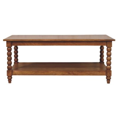 spindle coffee table with open shelf