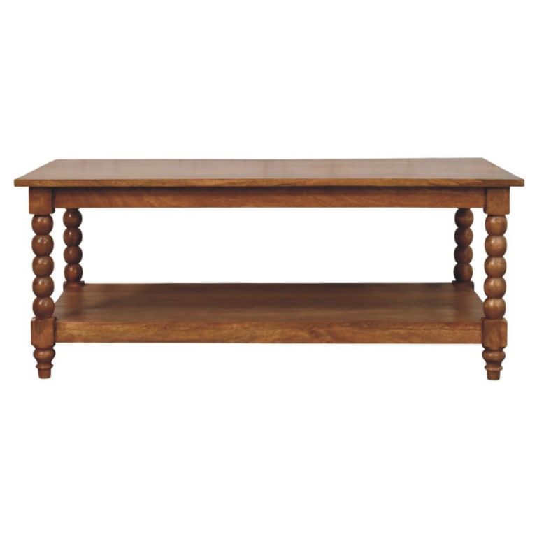 spindle coffee table with open shelf