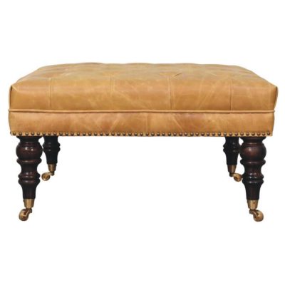 tan leather upholstered coffee table