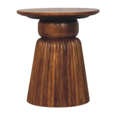 amber oak round side table