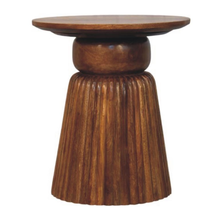 amber oak round side table