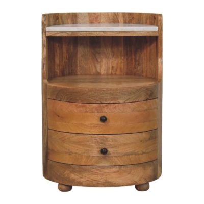 curved bedside with marble top
