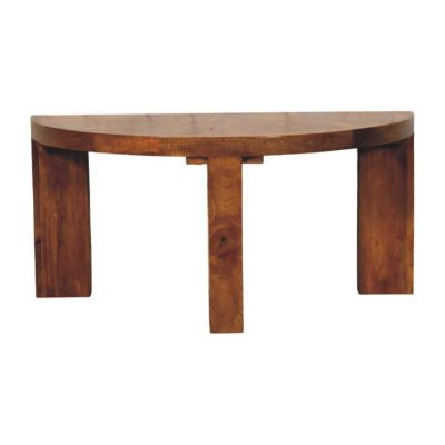 amber oak half moon coffee table