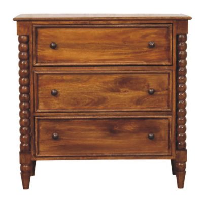 spindle three drawer chest