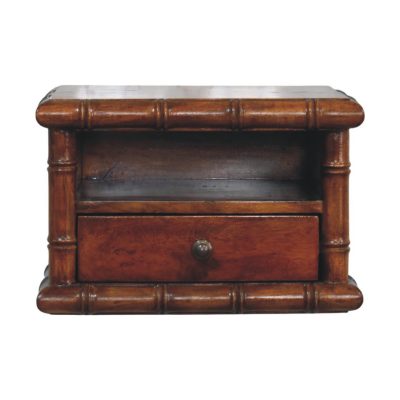 Solid wooden bedside table with drawer and shelf