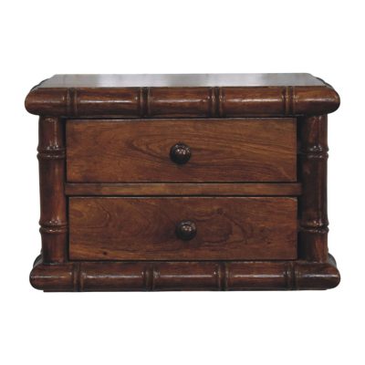 Dark wooden two-drawer bedside table