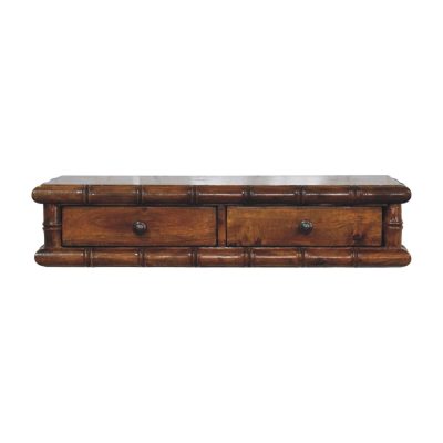 Rustic wooden wall shelf with two drawers