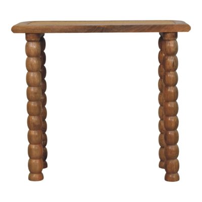 Wooden console table with turned bobbin legs