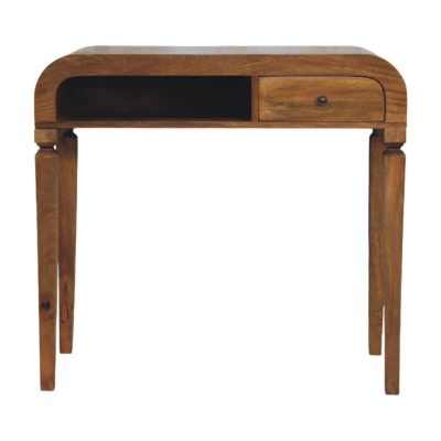 Wooden console table with drawer and open shelf