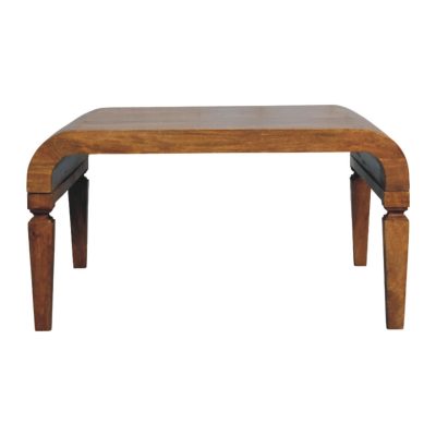Wooden coffee table with curved edges and legs