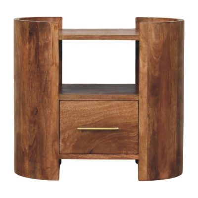 Solid wood bedside table with drawer and shelf