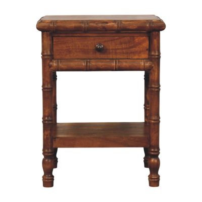 Wooden bedside table with drawer and lower shelf