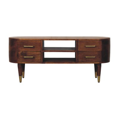 Mid-century wooden TV stand with drawers
