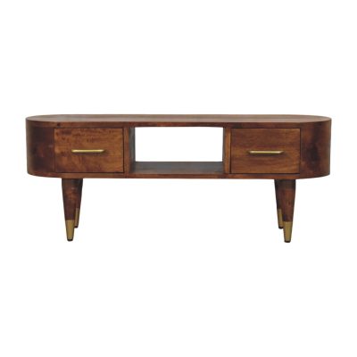 Mid-century wooden TV stand with drawers