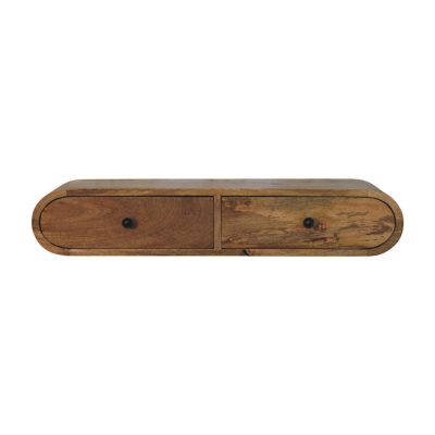 Rustic wooden wall shelf with two drawers