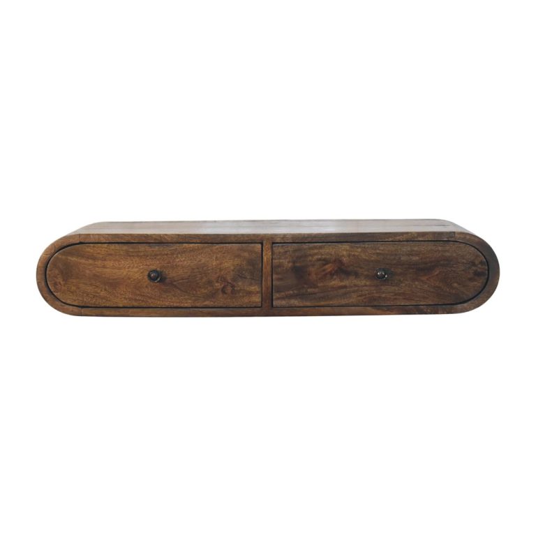 Wooden floating console with two drawers