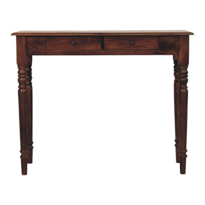 Dark wooden console table with two drawers