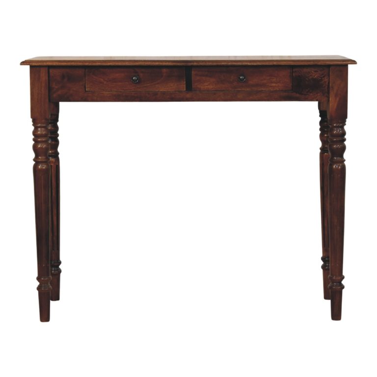 Dark wooden console table with two drawers