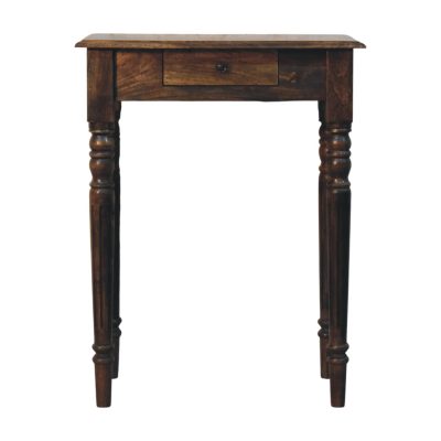 Dark wooden console table with single drawer