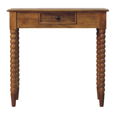 Wooden console table with drawer and turned legs