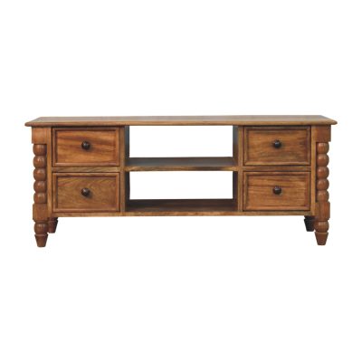 Solid wooden TV stand with drawers and shelves