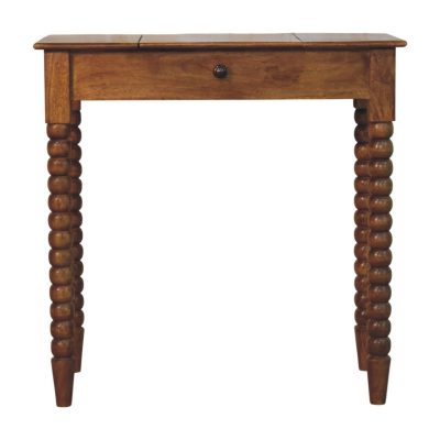 Wooden console table with drawer and bobbin legs