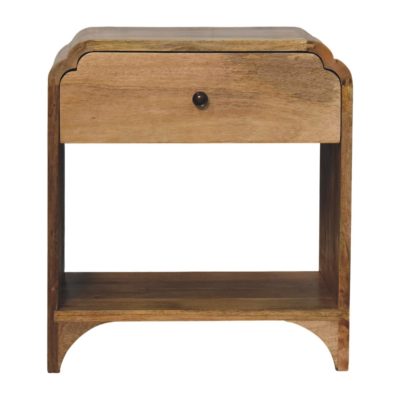 Wooden bedside table with drawer and open shelf